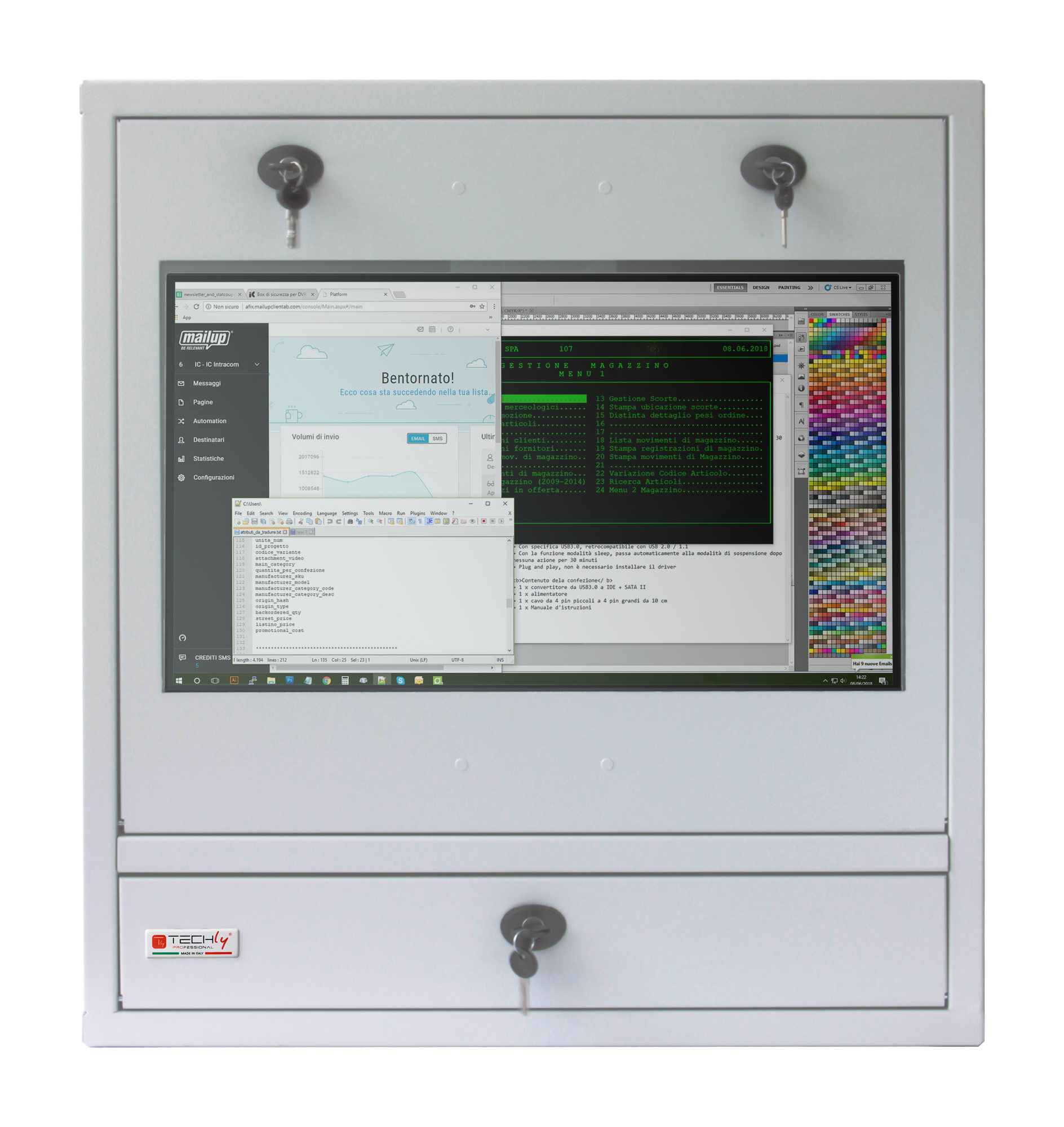 Armadio di sicurezza per PC, monitor LCD e tastiera Bianco - immagine 2