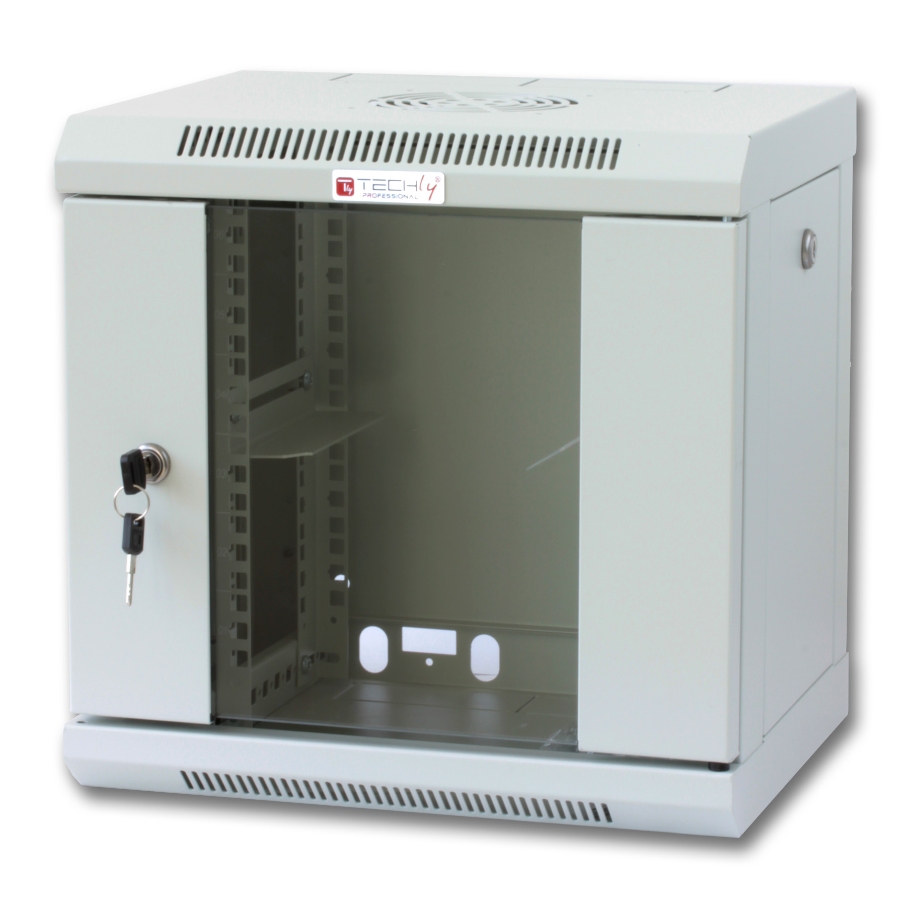 Armadio Rack 10'' a muro 6 unità con pannelli asportabili Grigio prof. 300 mm