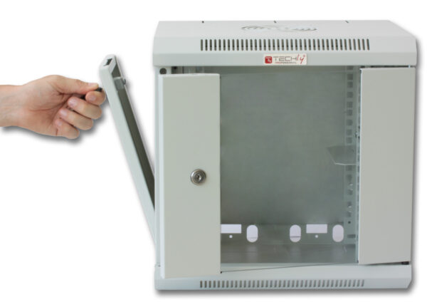 Armadio Rack 10'' a muro 6 unità con pannelli asportabili Grigio prof. 300 mm - immagine 6