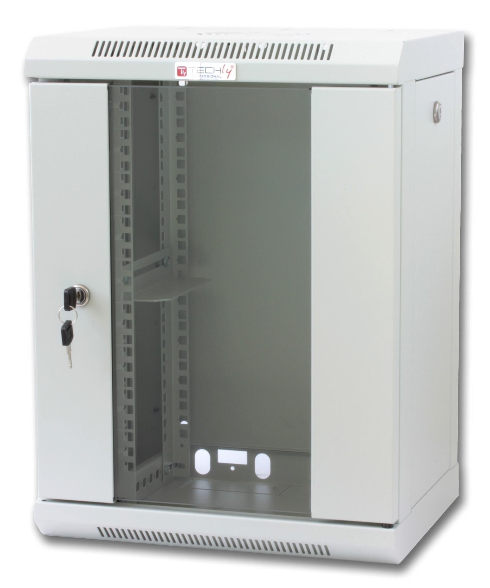 Armadio Rack 10'' a muro 9 unità con pannelli asportabili Grigio prof. 300 mm