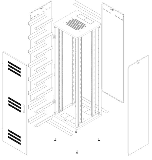 Armadio Rack 19'' 600x600 20U per Batterie Fotovoltaico Nero - immagine 2
