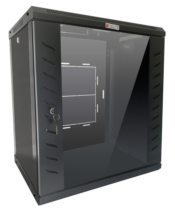 Armadio Rack 19'' a Muro 12 Unità P.450 mm Flat Pack Nero - immagine 4
