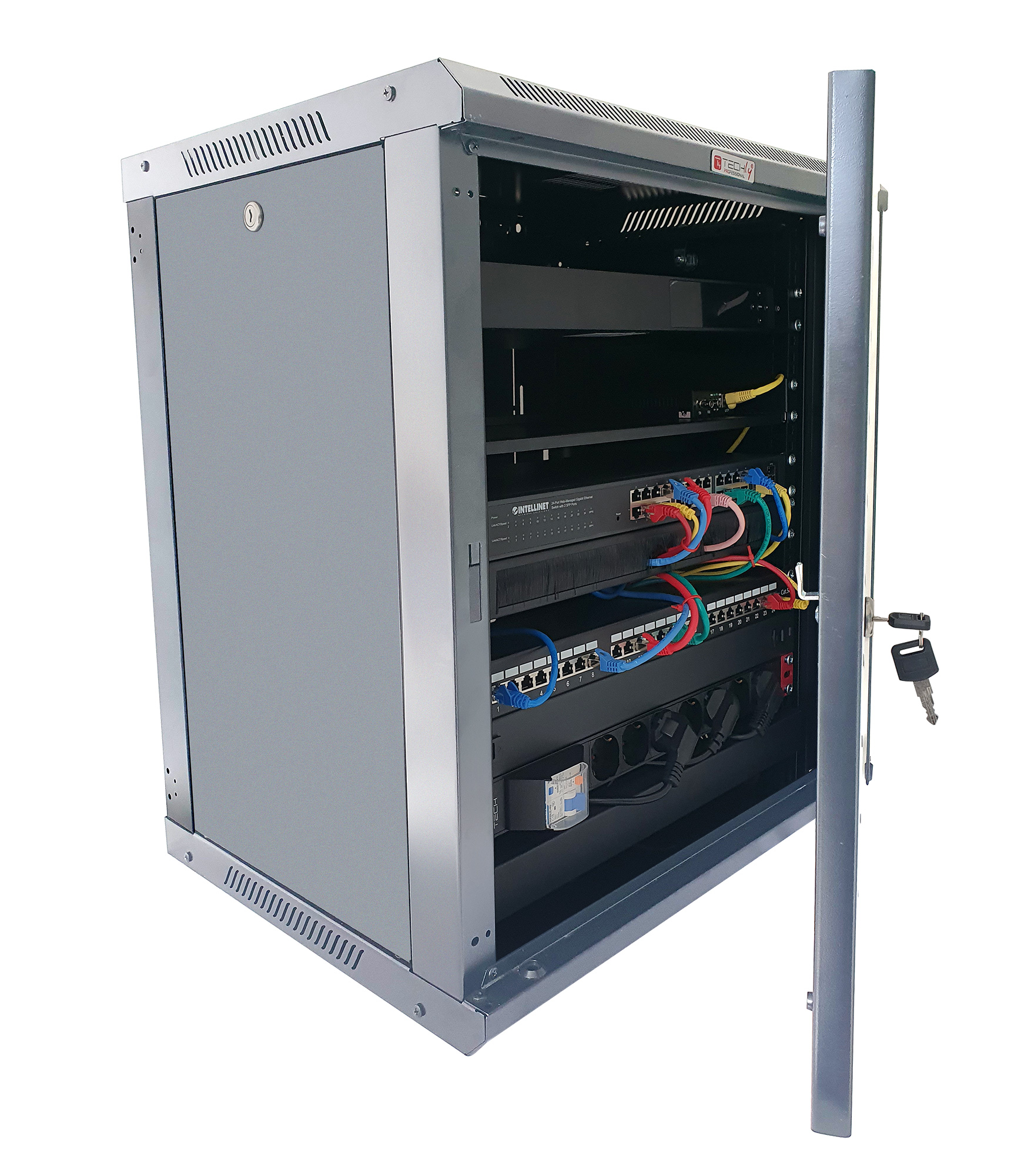 Armadio Rack 19'' a Muro 12 Unità P.600 mm Flat Pack Grigio - immagine 3