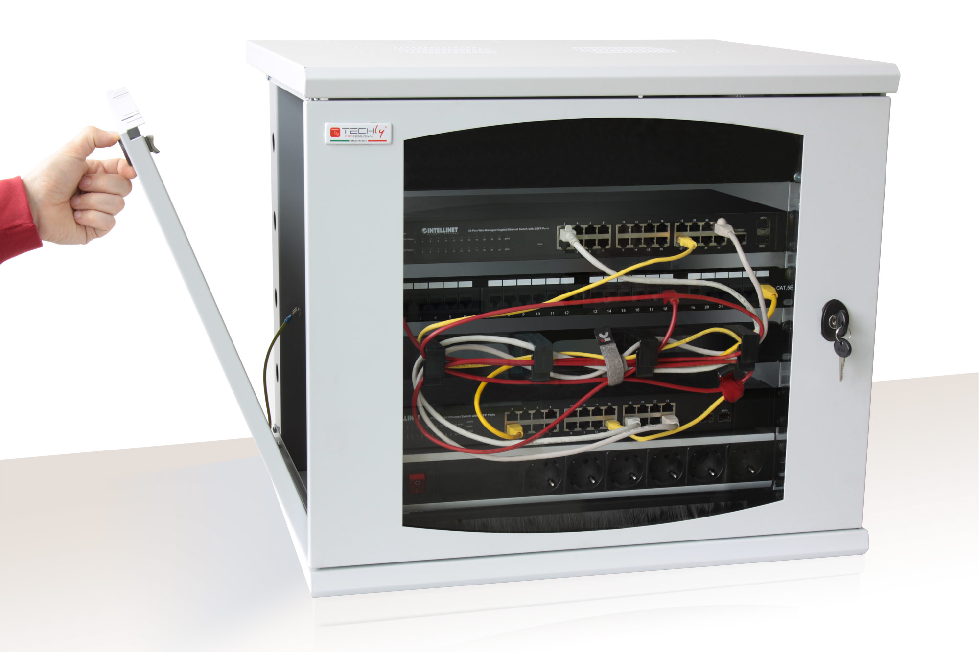 Armadio Rack 19'' a muro 13 unità sezione unica prof. 500mm Grigio - immagine 2