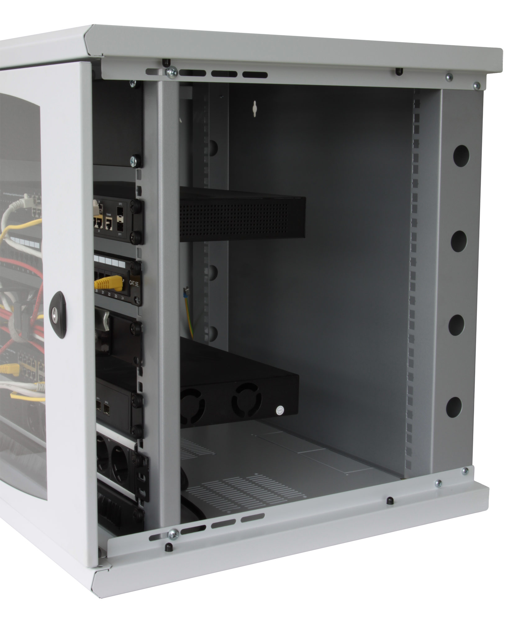 Armadio Rack 19'' a muro 13 unità sezione unica prof. 500mm Grigio - immagine 4