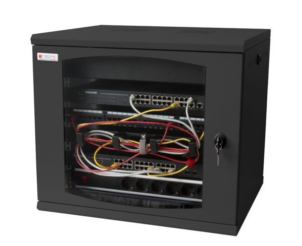 Armadio Rack 19'' a muro 13 unità sezione unica prof. 500mm Nero