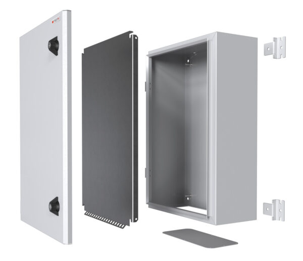 Armadio Rack 19'' a muro 13U grigio IP65 porta cieca prof. 400 mm - immagine 2
