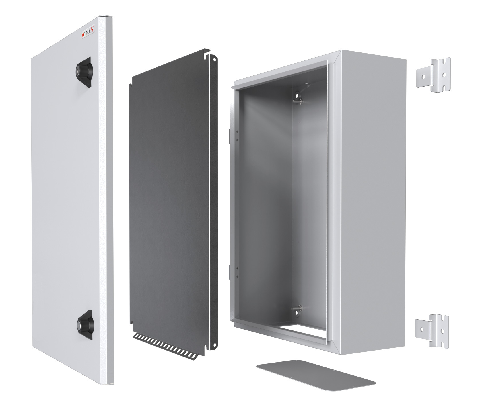 Armadio Rack 19'' a muro 13U grigio IP65 porta cieca prof. 400 mm - immagine 2