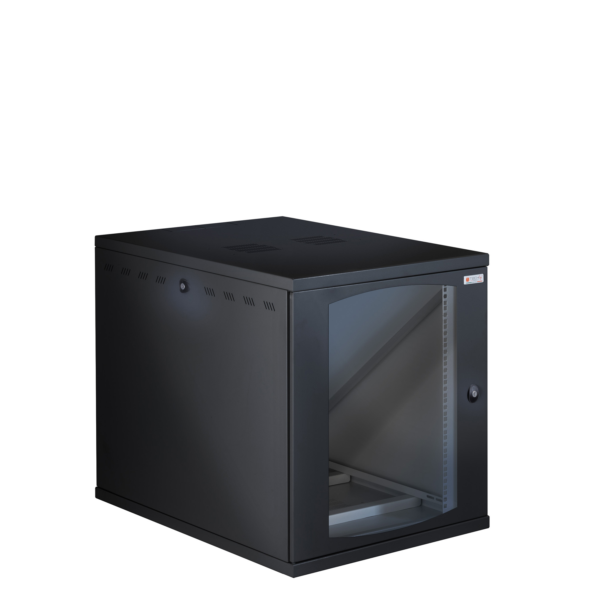 Armadio Rack 19'' a Muro 13U P 800mm L 600mm Porta Vetro Nero - immagine 4