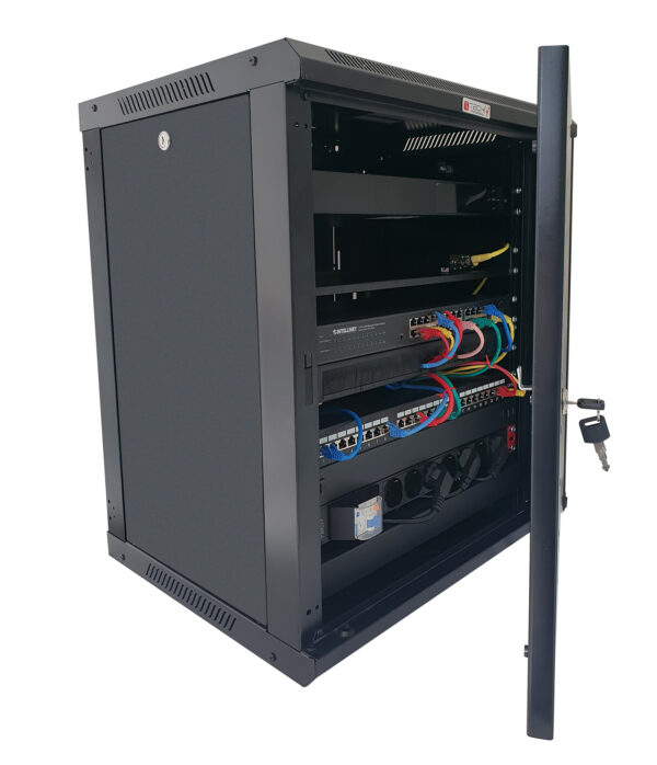 Armadio Rack 19'' a Muro 15 Unità P.600 mm Flat Pack Nero - immagine 3