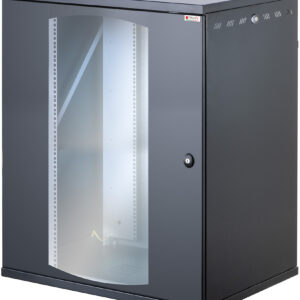 Armadio Rack 19'' a Muro 16U P 600mm L 800mm Porta Vetro Nero
