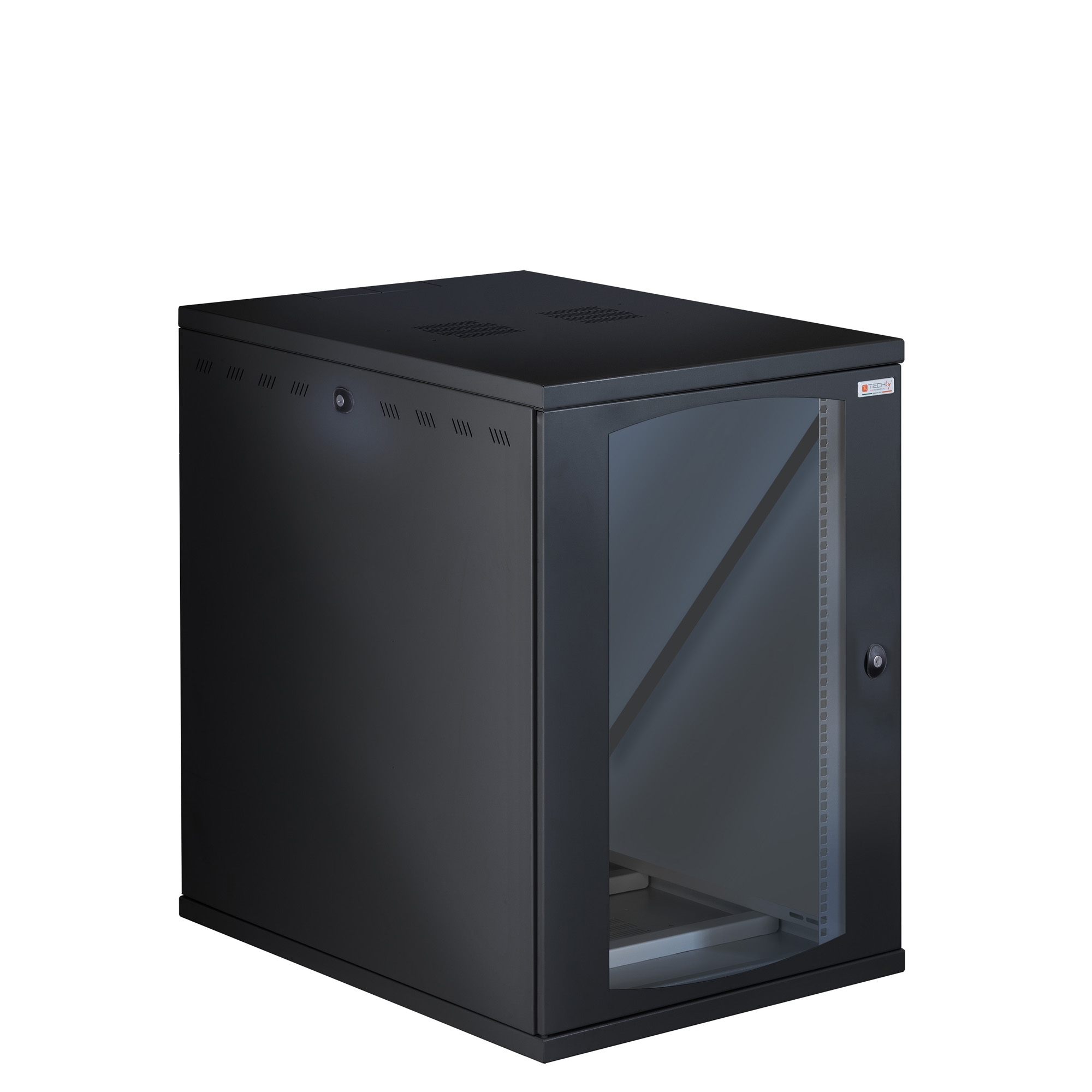 Armadio Rack 19'' a Muro 16U P 800mm L 600mm Porta Vetro Nero - immagine 4