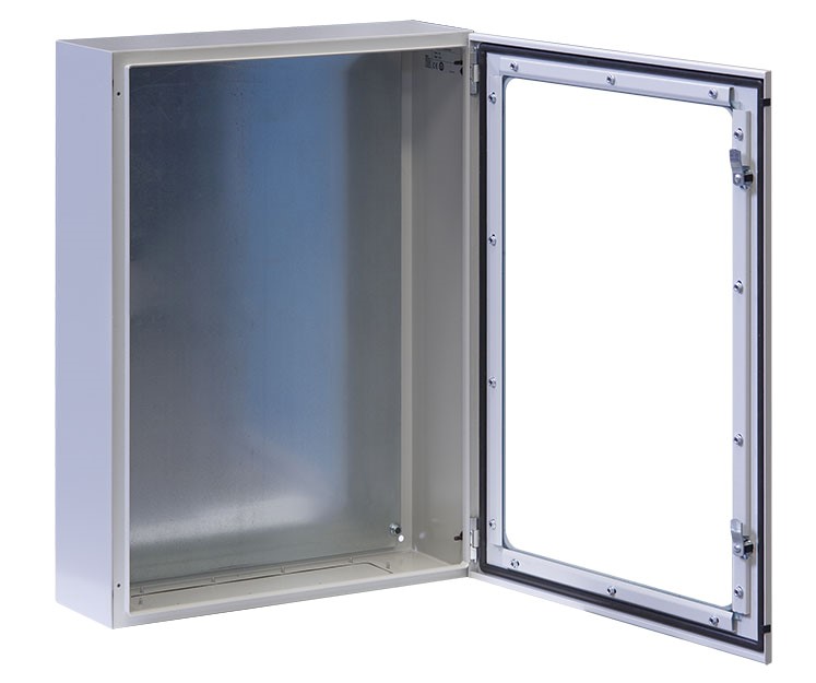 Armadio Rack 19'' a muro 17U grigio IP65 porta vetro prof. 200mm - immagine 2