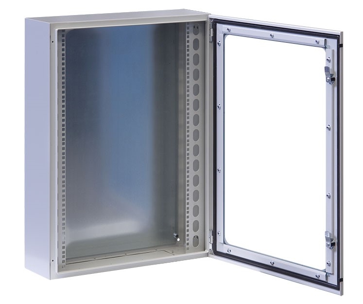 Armadio Rack 19'' a muro 17U grigio IP65 porta vetro prof. 200mm - immagine 3