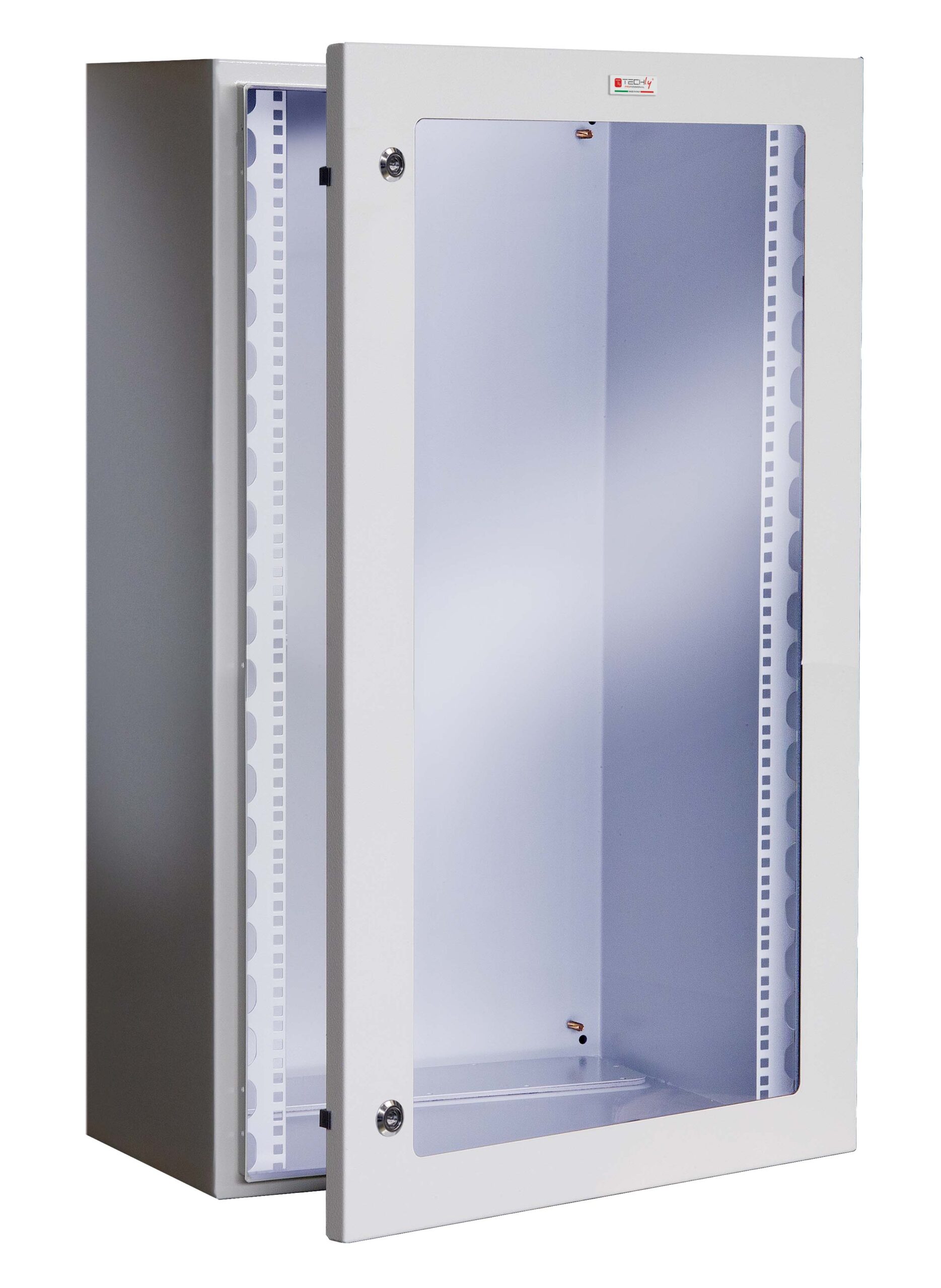 Armadio Rack 19'' a muro 17U grigio IP65 porta vetro prof. 200mm