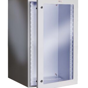Armadio Rack 19'' a muro 17U grigio IP65 porta vetro prof. 600 mm