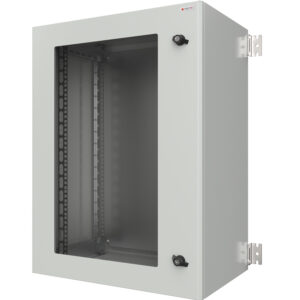 Armadio Rack 19'' a muro 17U grigio IP65 porta vetro prof. 600 mm