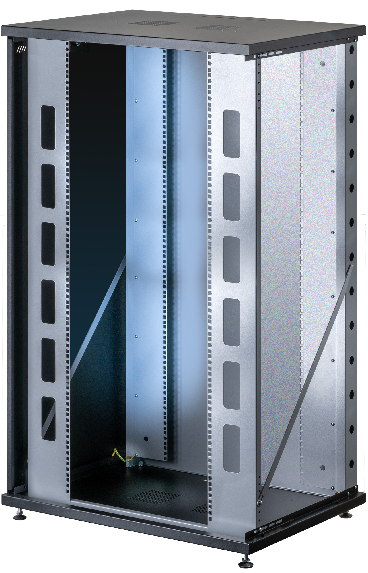 Armadio Rack 19'' a Muro 22U P 600mm L 800mm Porta Vetro Nero - immagine 4