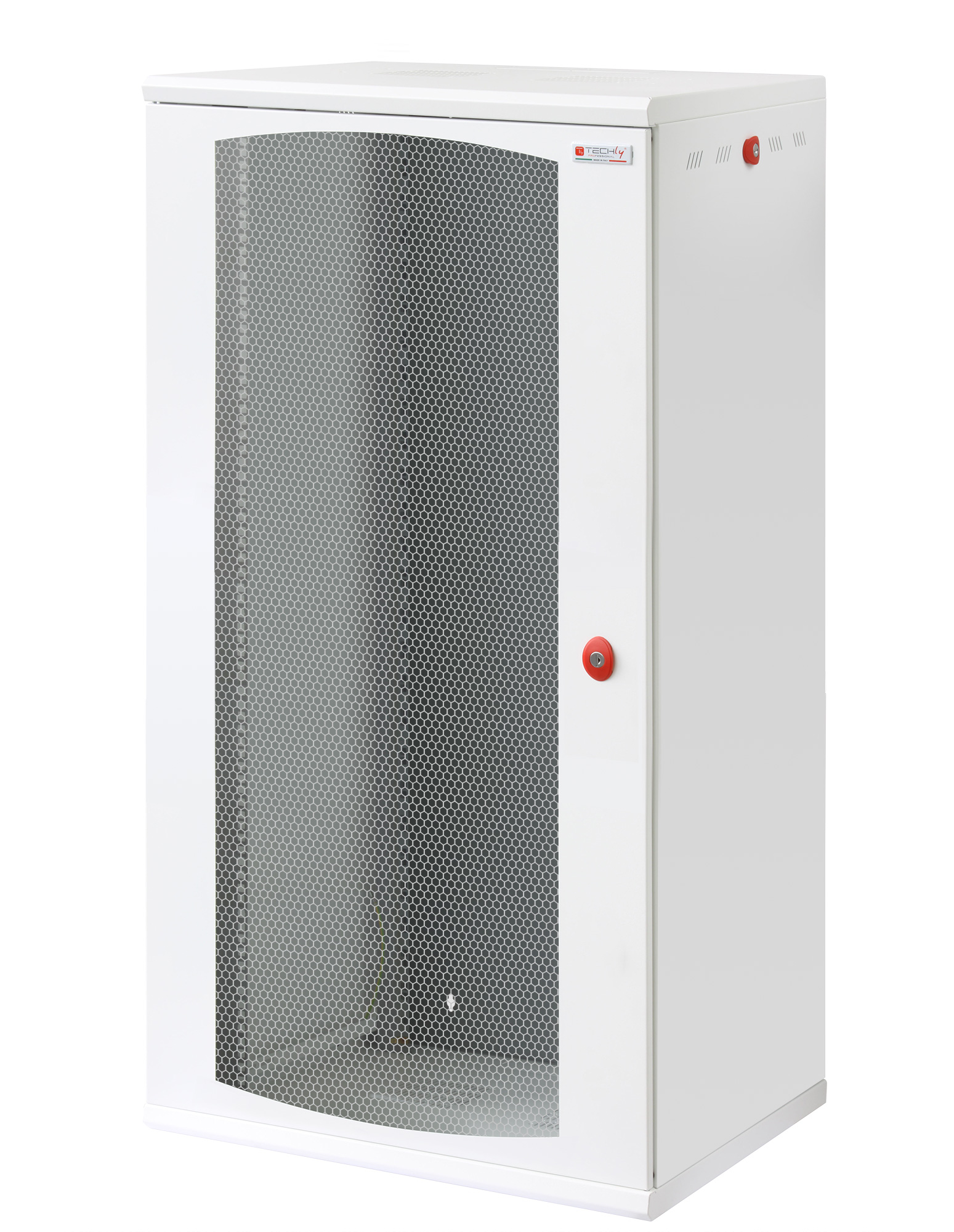 Armadio Rack 19'' a muro 22U sezione unica P 600mm Porta Grigliata Bianco