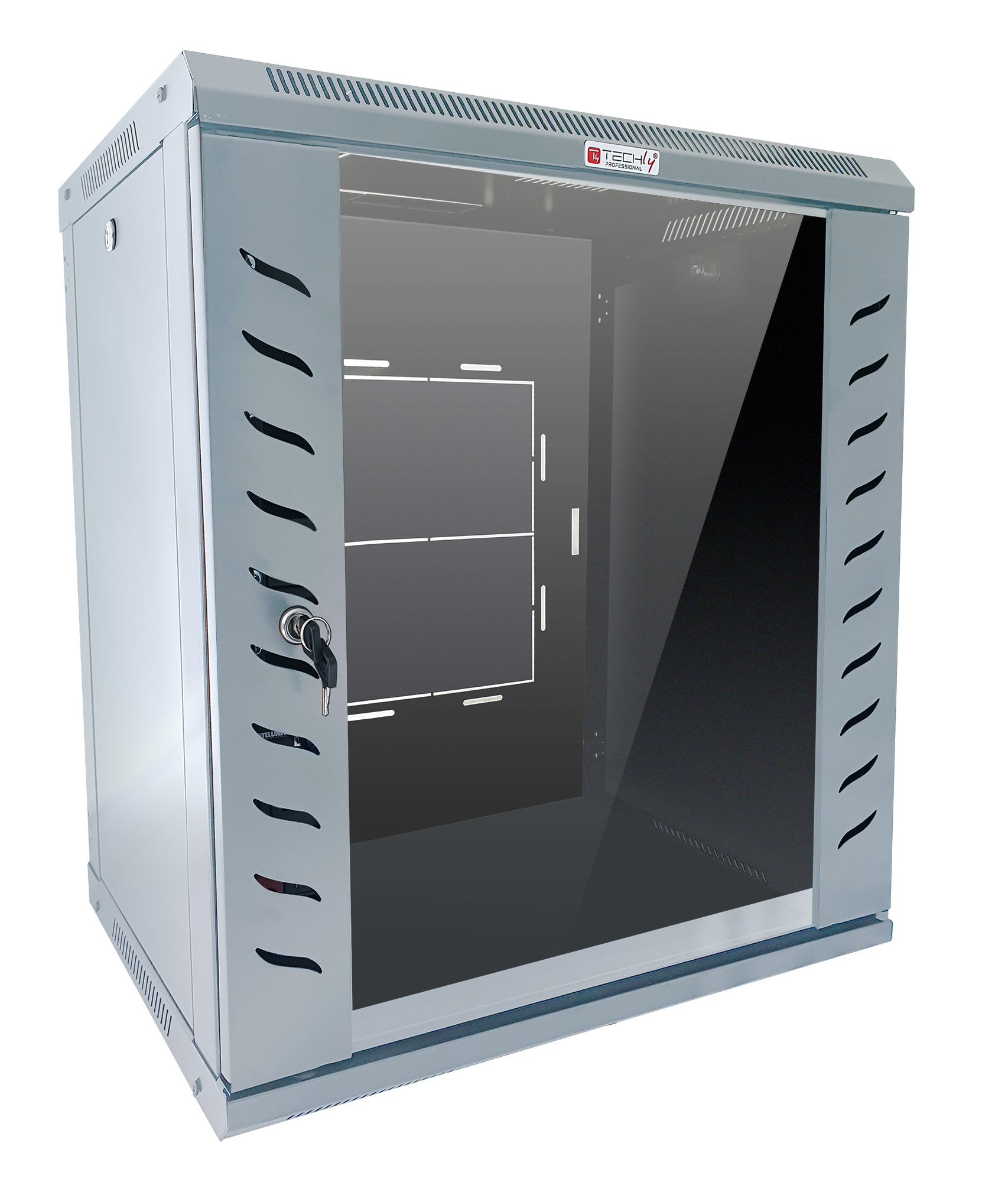 Armadio Rack 19'' a Muro 9 Unità P.600 mm Flat Pack Grigio - immagine 4