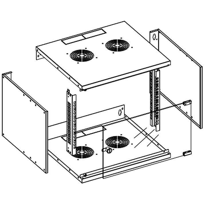 Armadio Rack 19'' a Muro 9U prof. 450 Nero Assemblato - immagine 5