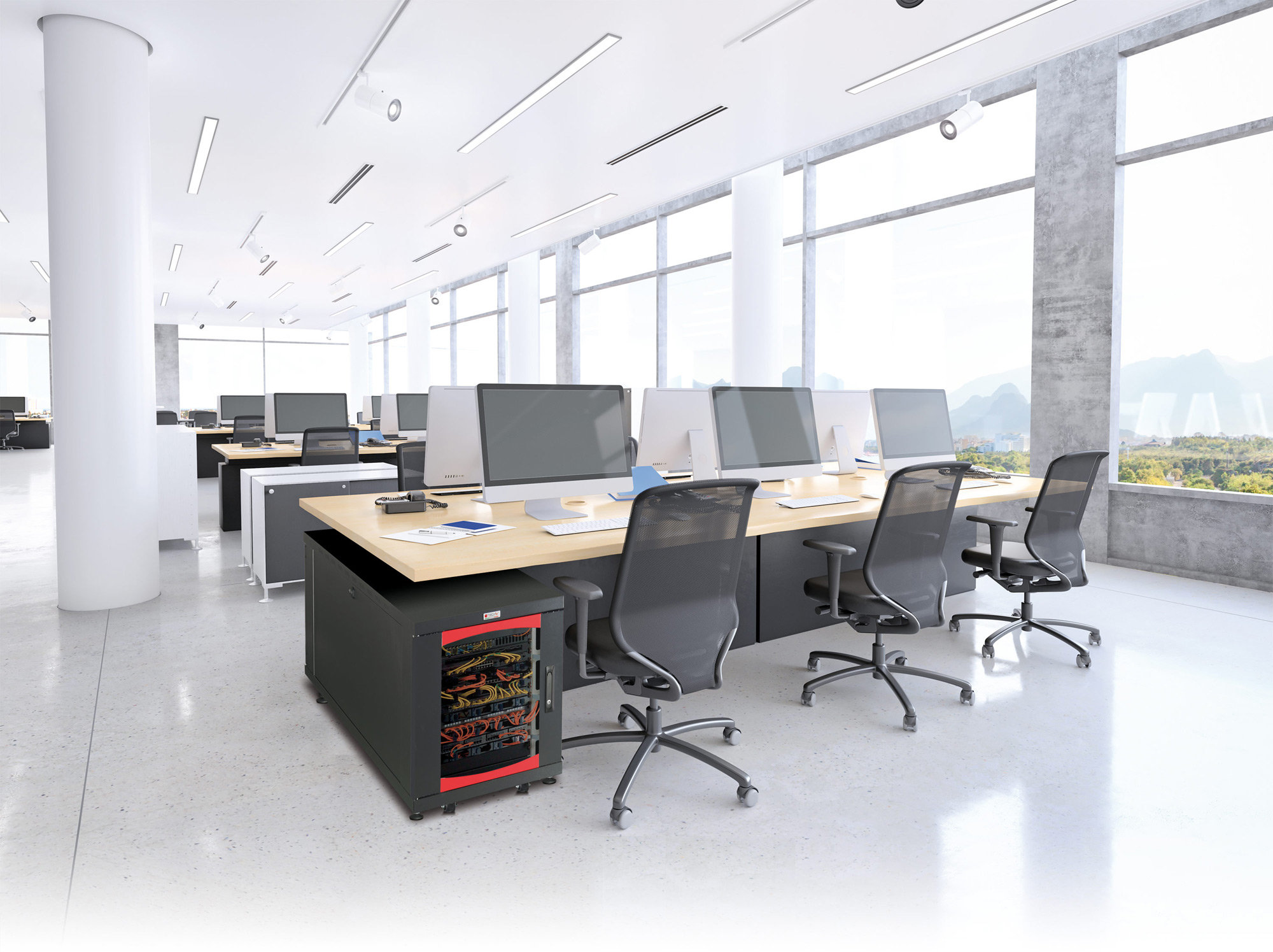 Armadio Server Rack 19'' 600x1000 12 Unità Nero da sotto-scrivania - immagine 6