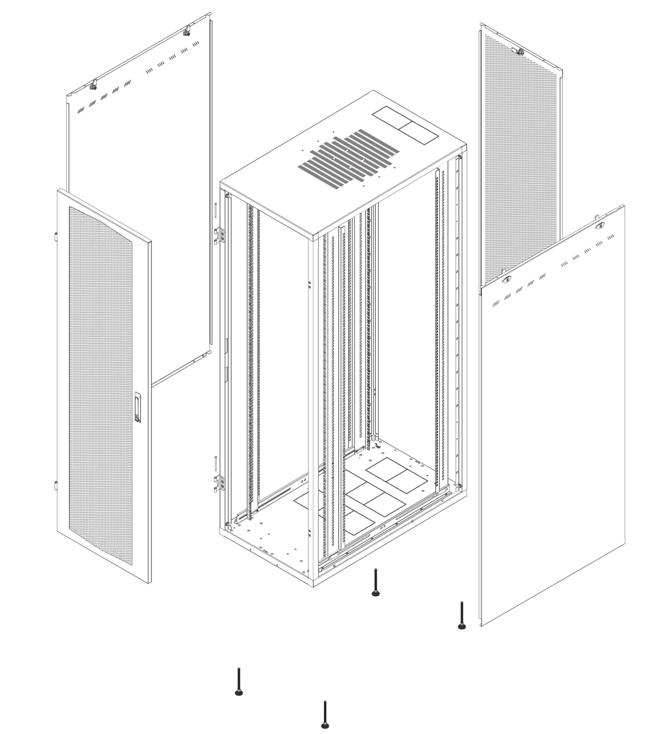 Armadio Server Rack NextGen 1000 19'' 600x1000 47U Nero Porta Grigliata - immagine 3