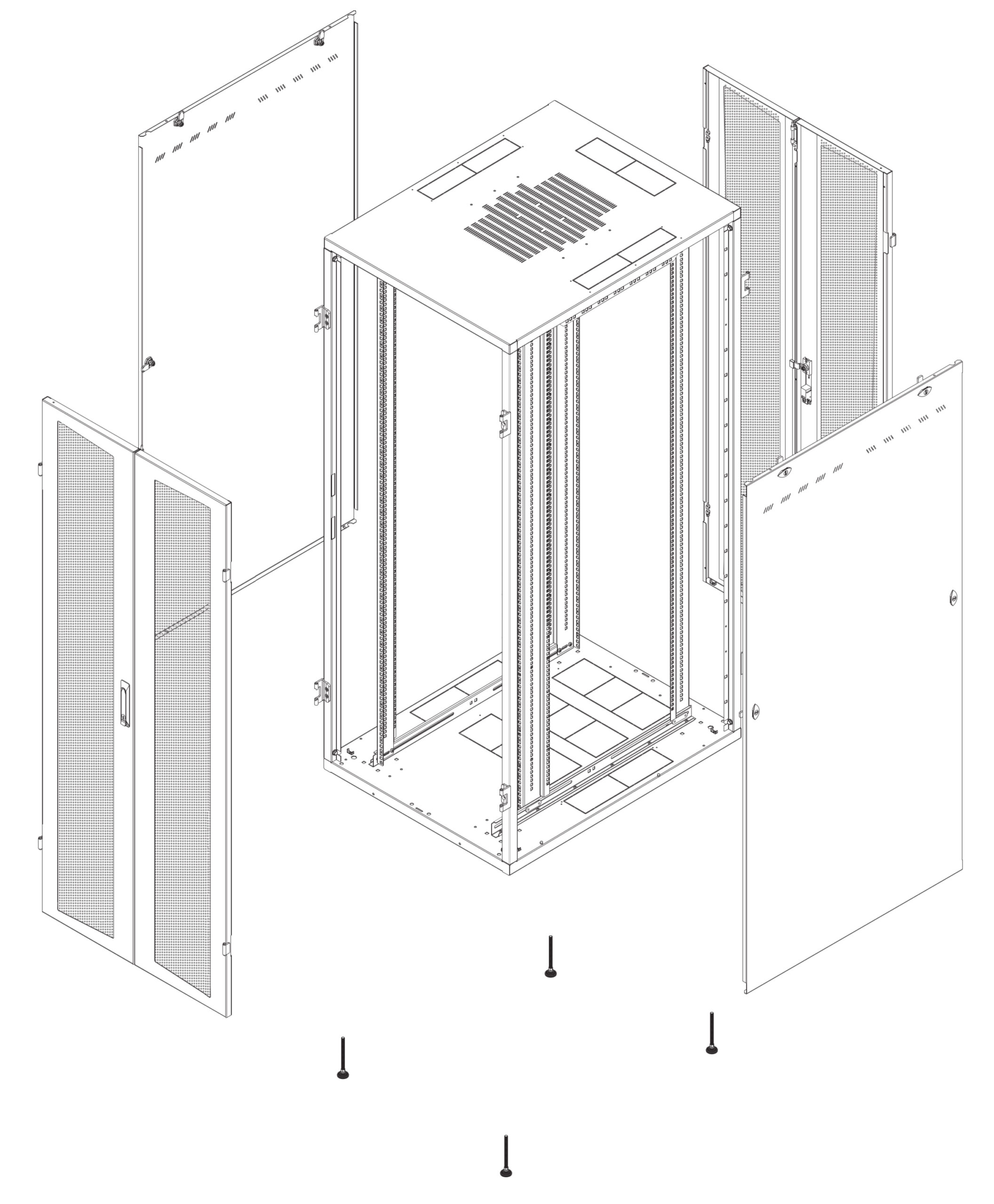 Armadio Server Rack NextGen 1000 19'' 800x1000 42U Nero Doppia Porta Grigliata - immagine 2