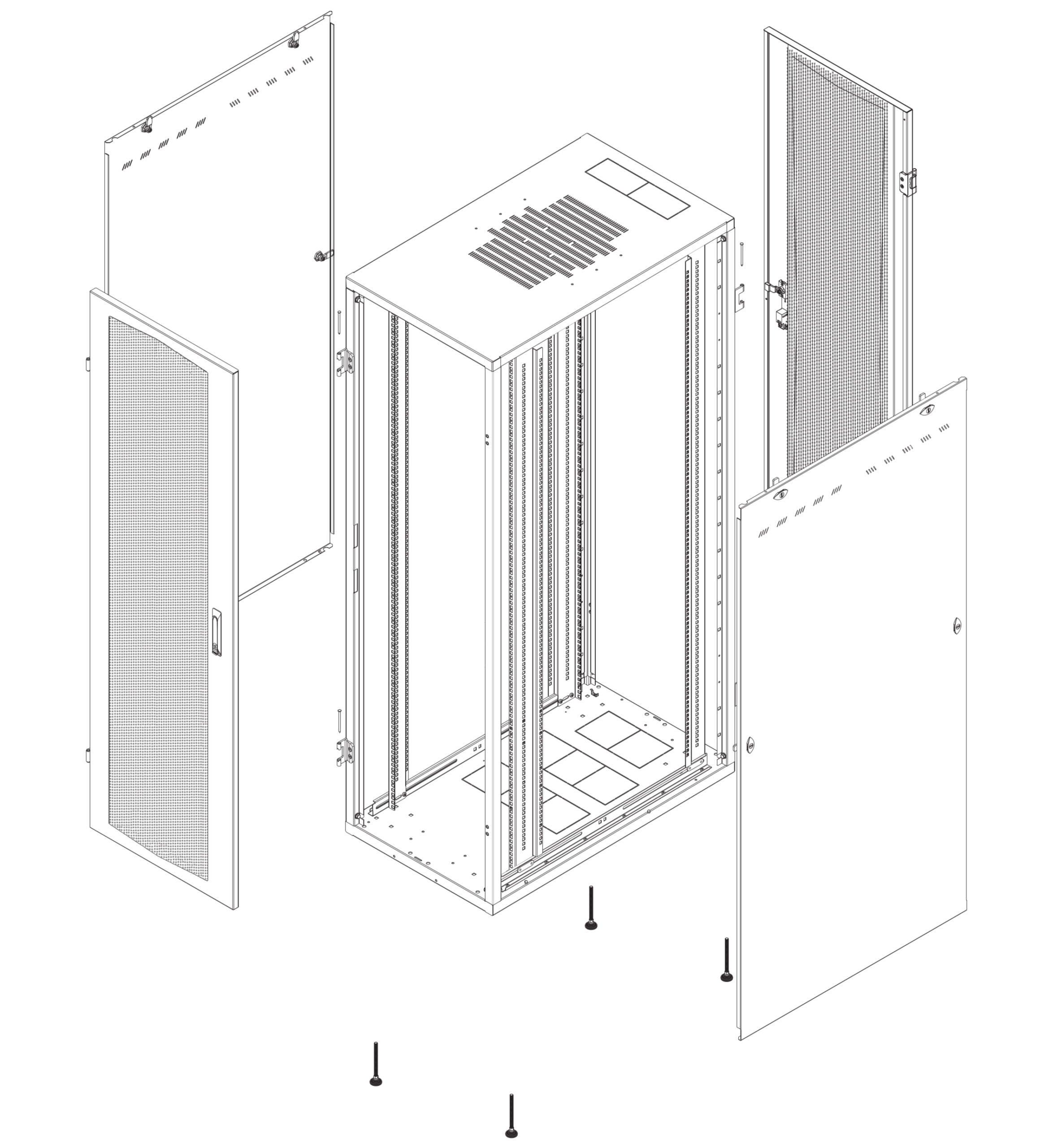 Armadio Server Rack NextGen 1000 19'' 600x1000 42U Nero Porta Grigliata - immagine 2