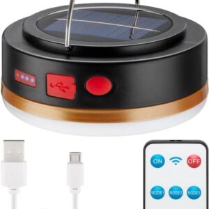 Lampada da Campeggio Solare a LED con Telecomando IR e Powerbank