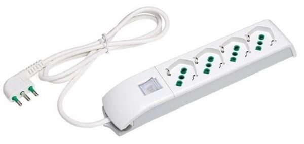 Multipresa 4 Posti Italiana Bipasso / Schuko Bianco