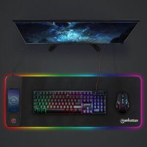 Tappetino Mouse Gaming XXL con LED RGB e Caricatore Wireless 10W