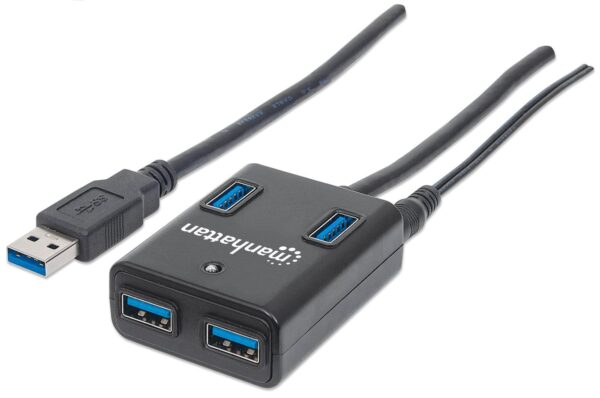 Hub USB 3.0 4 Porte con Alimentatore 5V 3A Nero