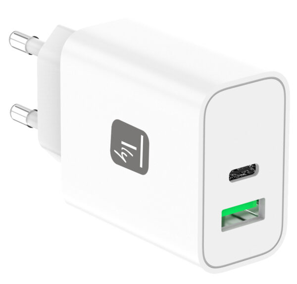 Caricatore Alimentatore GaN USB-C™ 30W e USB-A QC3.0 da Muro