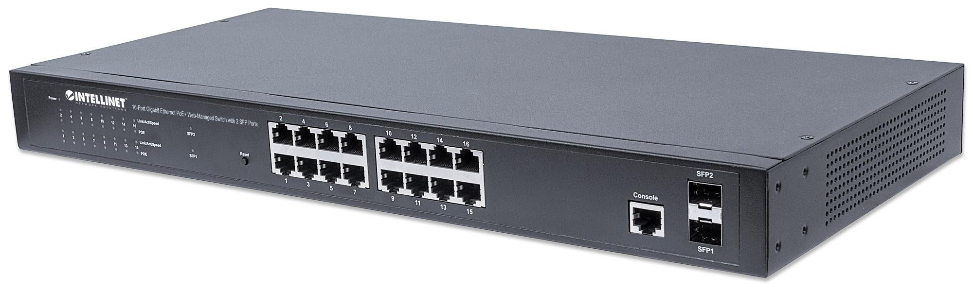 Switch Gigabit Ethernet 16 Porte PoE+ Web-Managed con 2 porte SFP