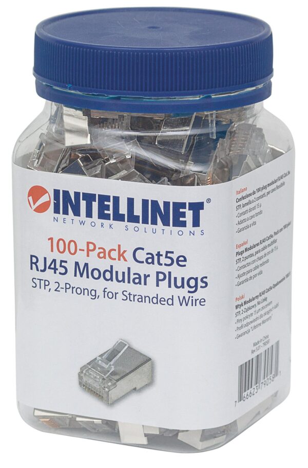 Confezione da 100 Plug Modulari RJ45 Cat.5e STP