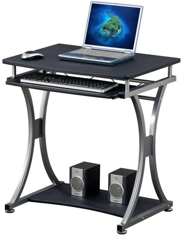Scrivania per PC Compatta con Cassetto Estraibile, Nero Grafite - immagine 6