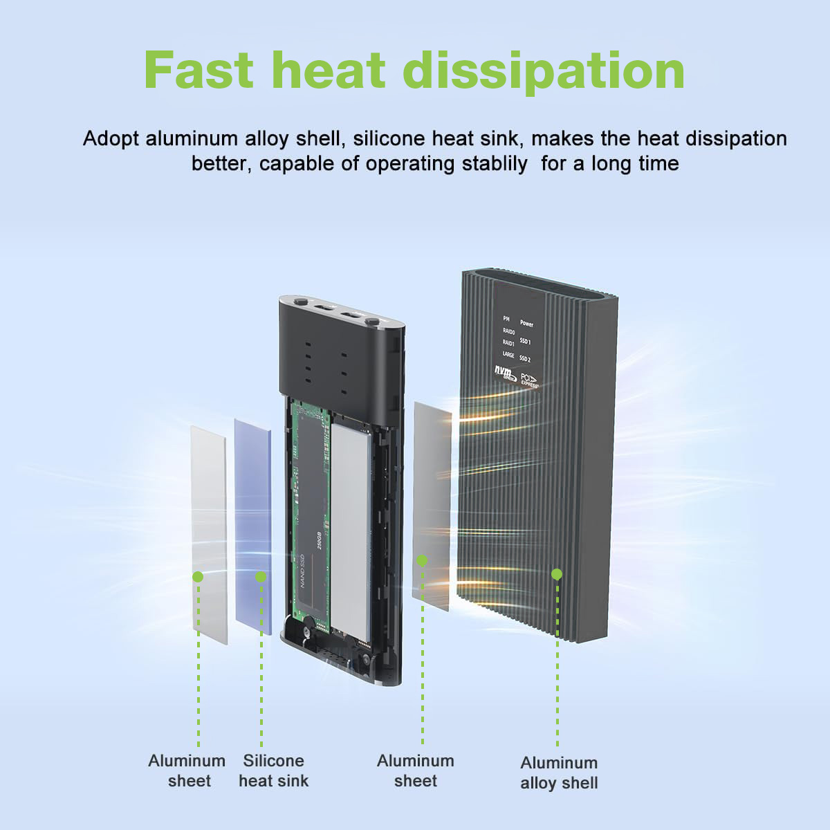 Box Esterno Duplicatore Clone Offline USB3.2 Gen 2x2 USB-C™ M.2 PCIe NVME 20 Gbps - immagine 6