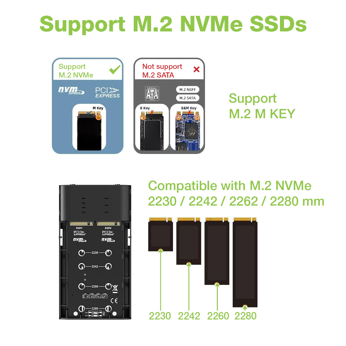 Box Esterno Duplicatore Clone Offline USB3.2 Gen 2x2 USB-C™ M.2 PCIe NVME 20 Gbps - immagine 4