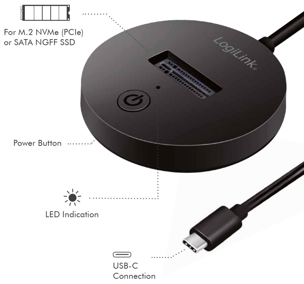 Adattatore USB-C™ 3.2 Quickport per SSD M.2 NVMe (PCIe) e SATA (NGFF) - immagine 2