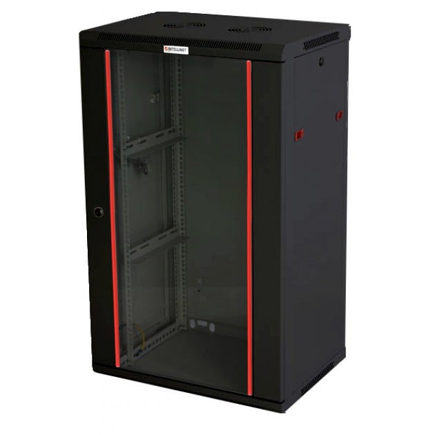 Armadio Rack 19'' a muro 20 unit&agrave; sezione unica prof. 600mm Nero - immagine 2