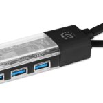 Hub Combo USB 3.0 USB-C&trade; e USB-A 4 Porte Nero Trasparente