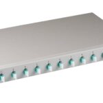 Cassetto Ottico 19'' Assemblato con 12 Bussole e 24 Pigtails LC Duplex Multimodale OM3