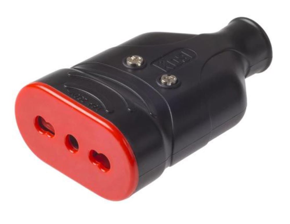 Presa Mobile in Gomma 10/16A 2P+T 250V Nero