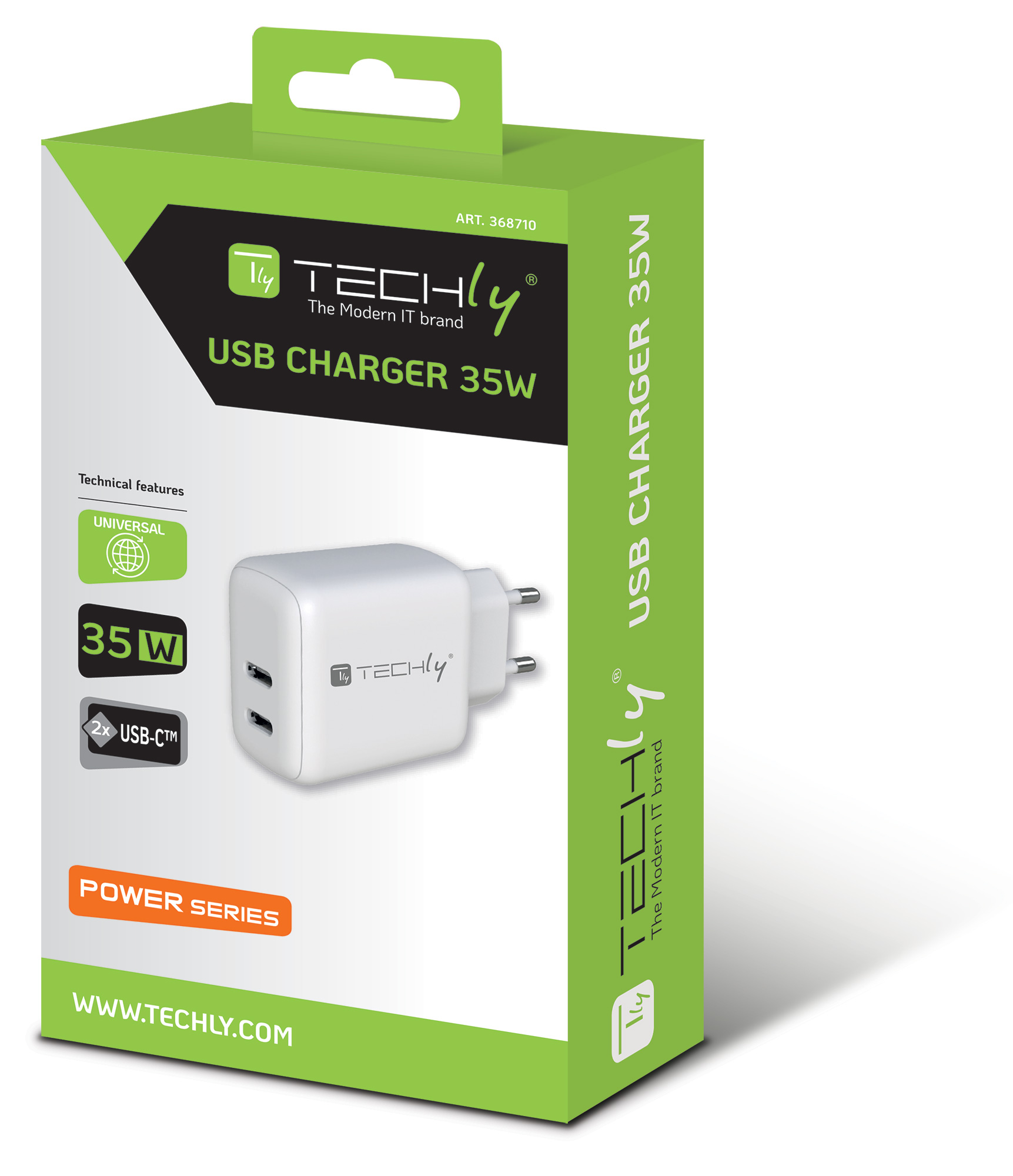 Caricatore Alimentatore 2 porte USB-C™ da Muro 35W - immagine 2