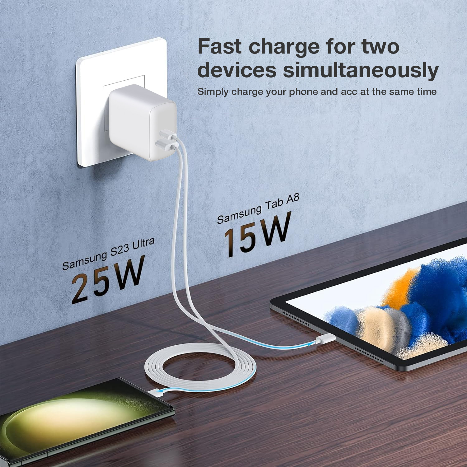 Caricatore Alimentatore 2 porte USB-C™ da Muro 35W - immagine 3