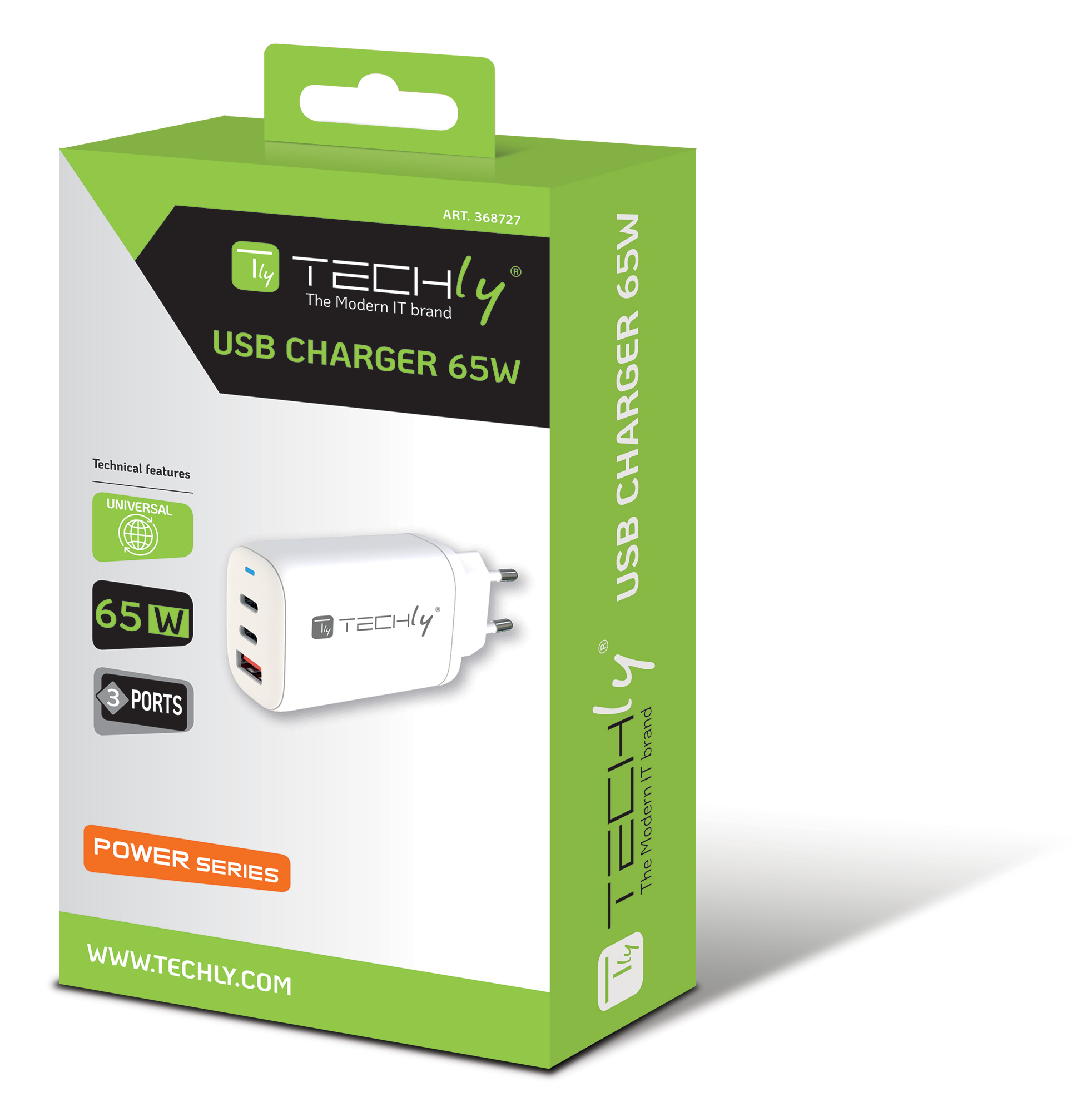 Caricatore Alimentatore 2 porte USB-C™ e 1 USB-A da Muro 65W - immagine 2