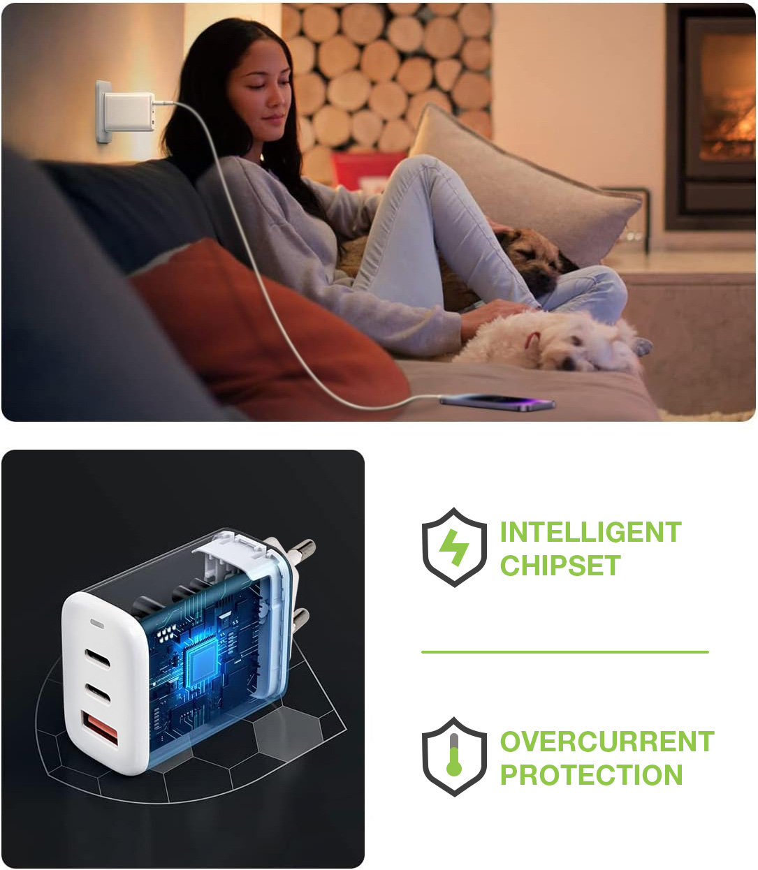 Caricatore Alimentatore 2 porte USB-C™ e 1 USB-A da Muro 65W - immagine 8