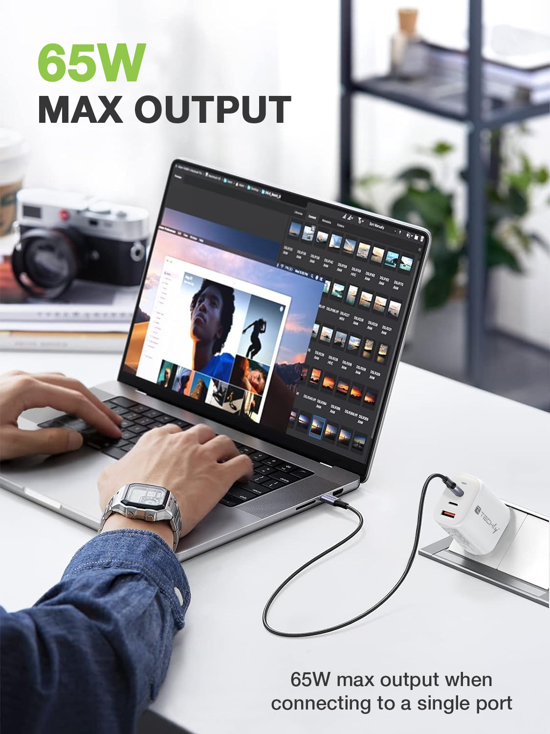 Caricatore Alimentatore 2 porte USB-C™ e 1 USB-A da Muro 65W - immagine 6