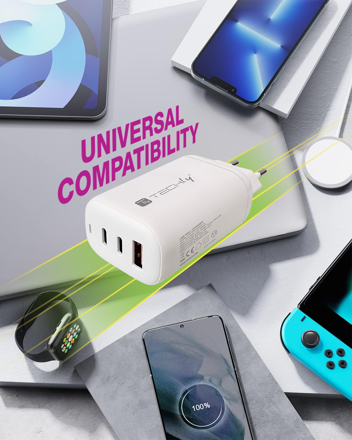 Caricatore Alimentatore 2 porte USB-C™ e 1 USB-A da Muro 65W - immagine 5